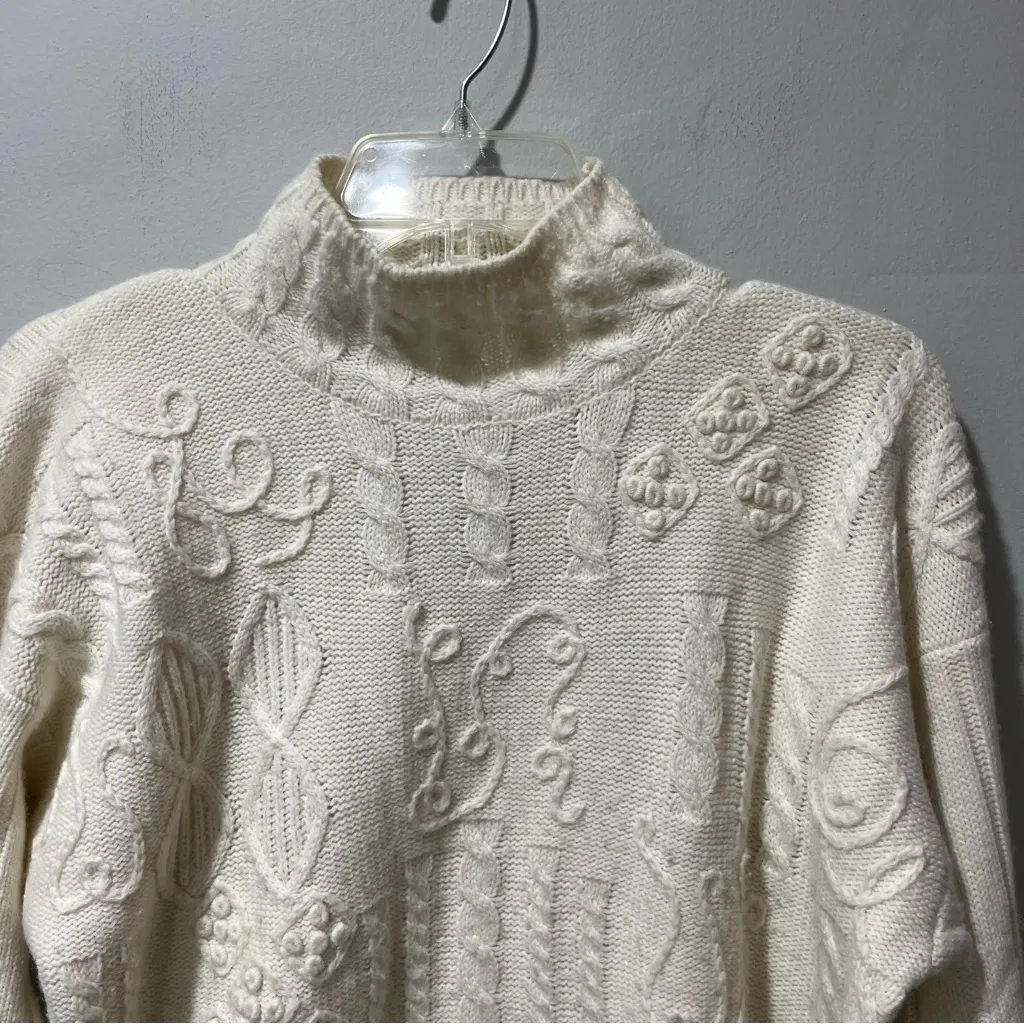 Vintage Betty Barclay Cowl Neck sweater Ivory White Classic Lambswool Acrylic M Size M - Image 5