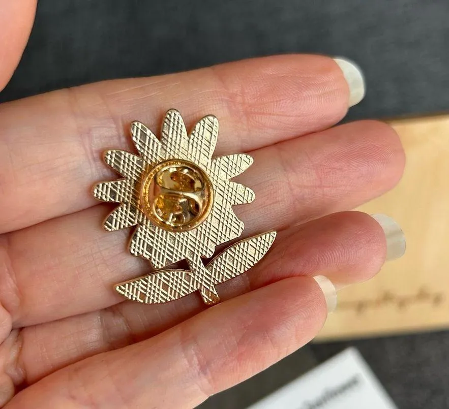 POSITIVE SUNFLOWER Brooch Pin + Affirmation Card Set, Yellow, Green, Gold Yellow - Image 3