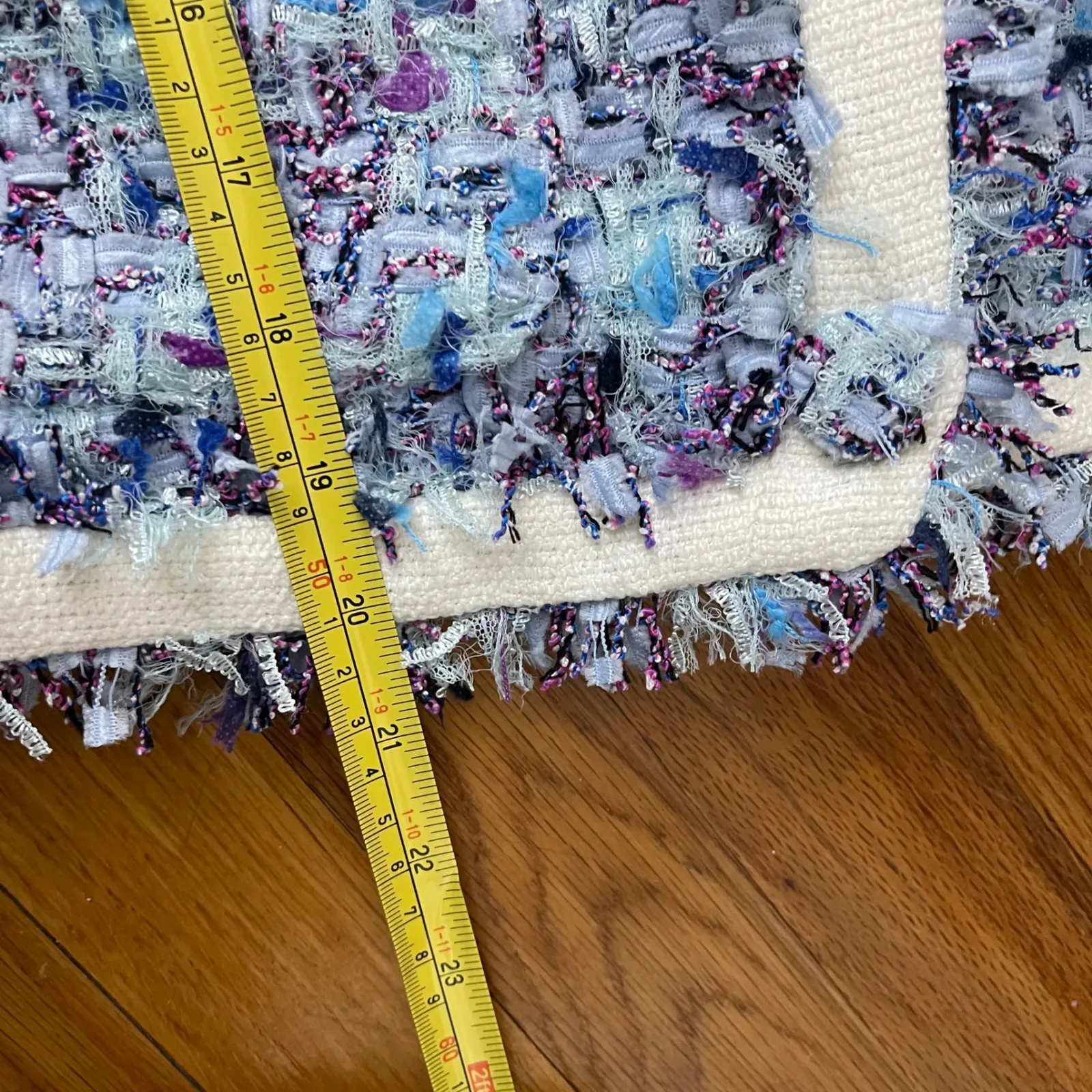 AQUA Ribbon Tweed V Neck Jacket Small Blue NEW Career Colorful Party Boho Spring - Image 11