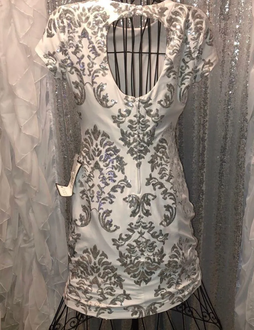B. Darlin 9/10 white silver sequin dress - Image 2