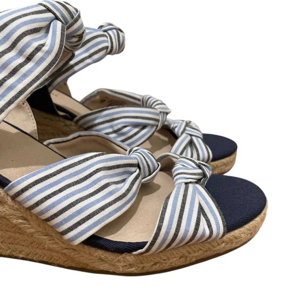 LifeStride Talent Espadrille Wedge Sandals Navy Blue White Women’s Size 10 - Image 4