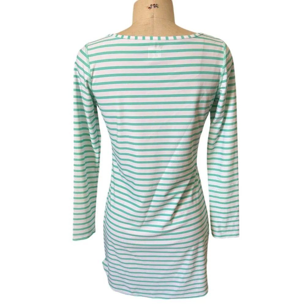 Cabana Life Blue Stripe Zipper Cover Up Shift Dress UPF 50+ Size Small White - Image 3