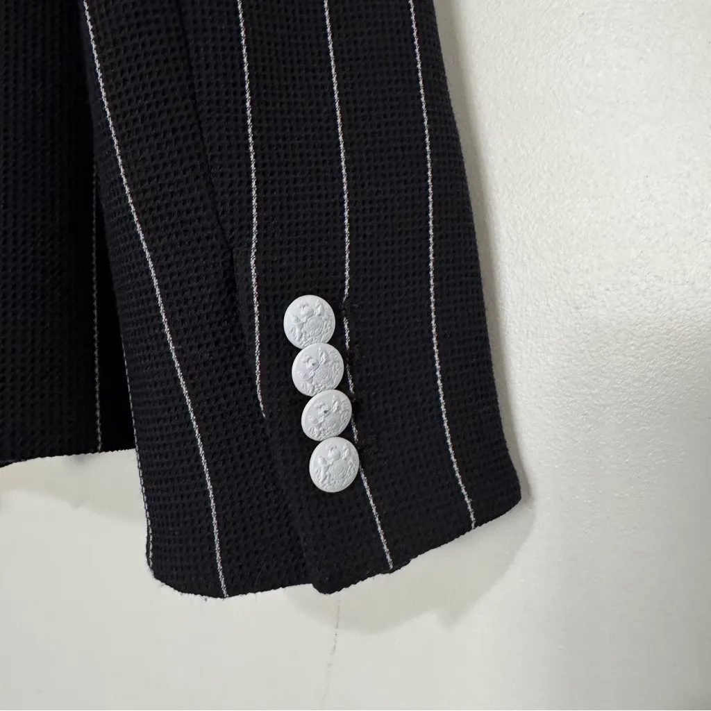 Veronica Beard Daytona Pinstripe Double Brested Blazer Jacket Black - Image 9