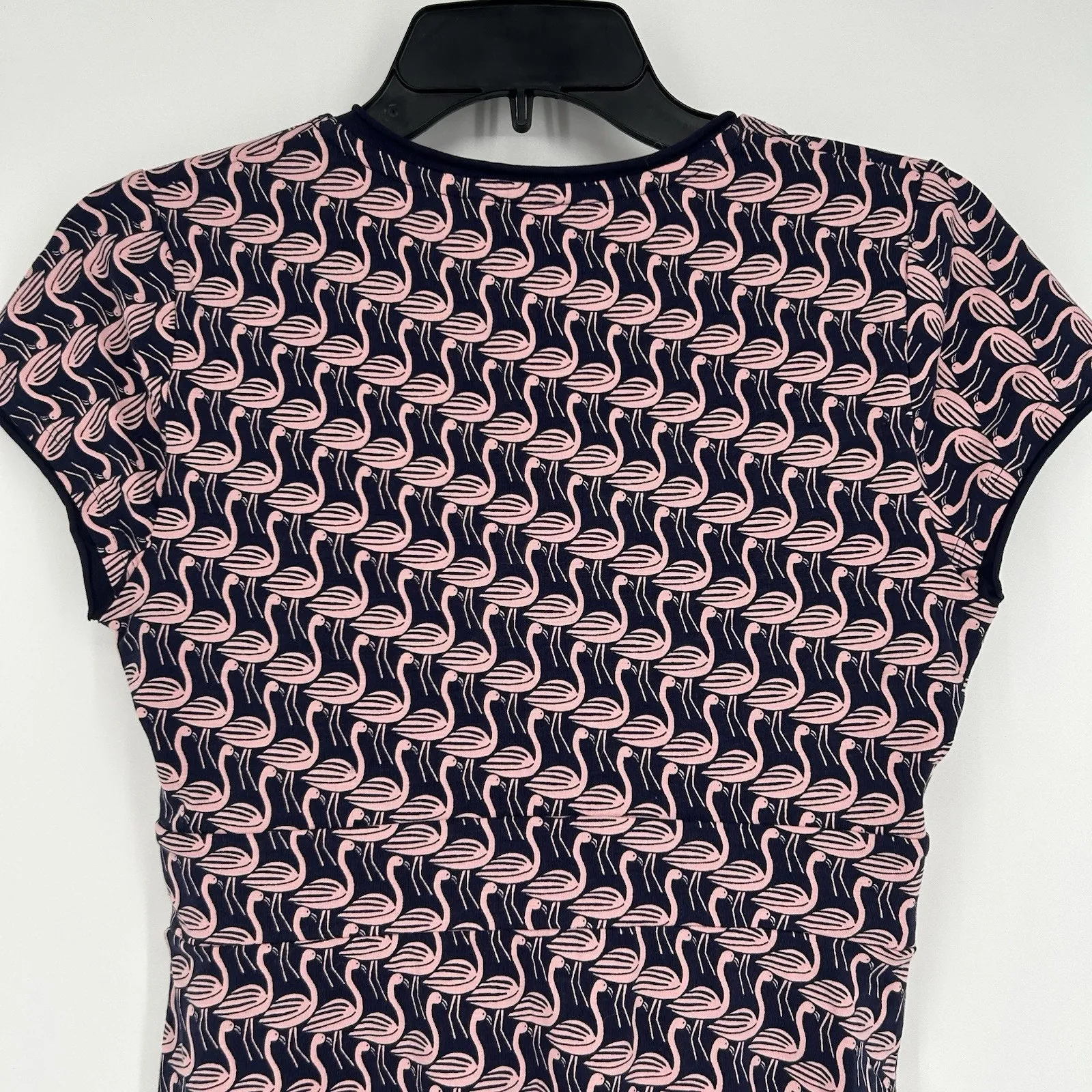 Boden Casual Jersey Every Day Dress Flamingo Print Pink Blue Cap Sleeve Size 4R - Image 6