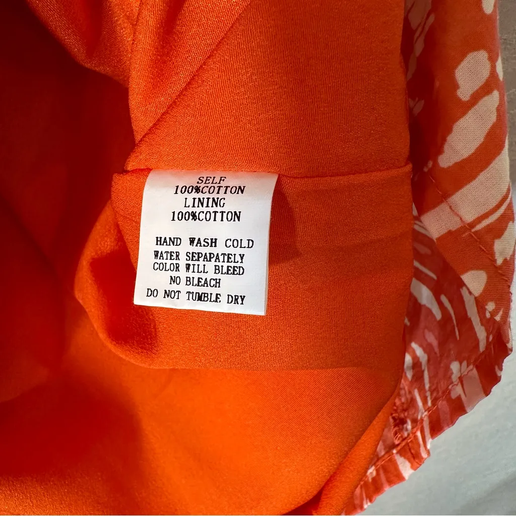 Pinch Vibrant Orange and White Printed Babydoll Mini Dress Medium - Image 9