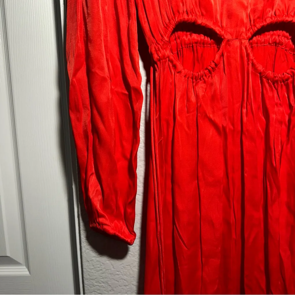 Farm Rio • Midi Dress • Satin Viscose • Cutout Waist • Medium • Bead Tassels - Image 3