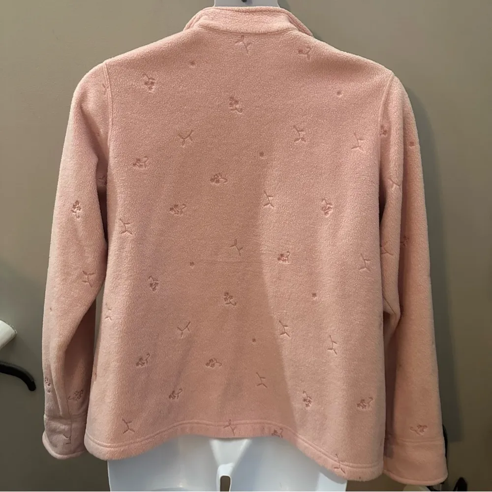 Women's Pink Fleece  Embroidered Floral Spring Jacket Denim&Co 1X - Image 3