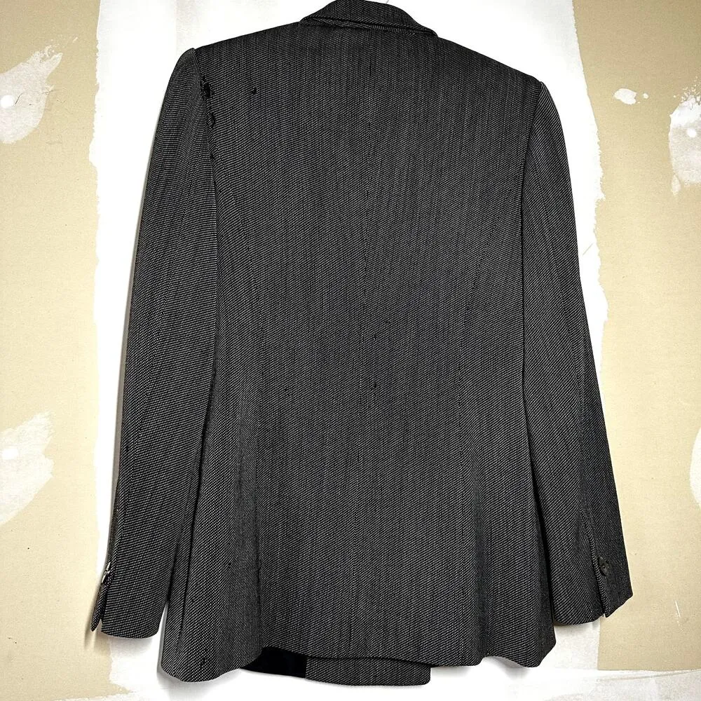 Max Mara Virgin Wool Blazer Suit Jacket Notched Collar Button Dark Gray 6 - Image 8