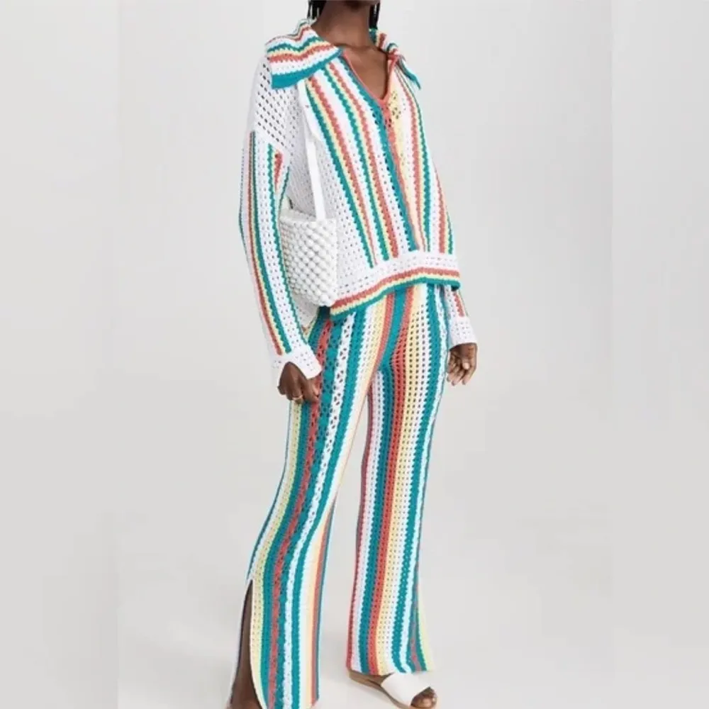 Solid & Striped The Lola Pullover Crochet Long Sleeved Split Cuffs - Image 4