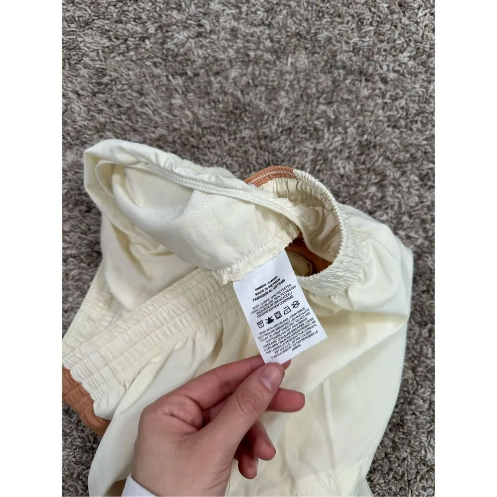 Nike Women's M Dri-fit Tempo Running Shorts Cream Tan Brown Brief Lined Athletic - Image 4