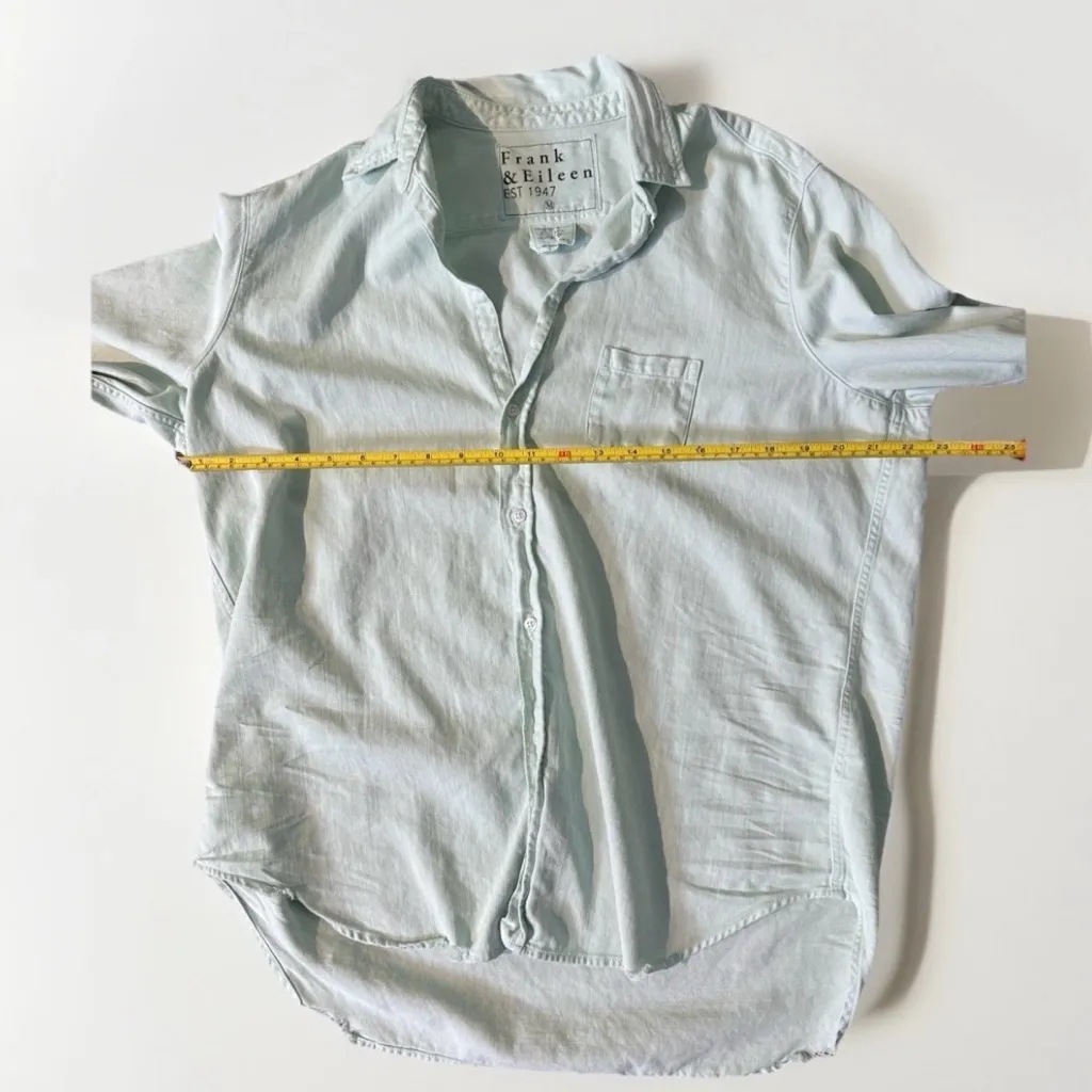 Frank & Eileen EILEEN Famous Denim Relaxed Button-Up Shirt in Mint Green M $278 - Image 13