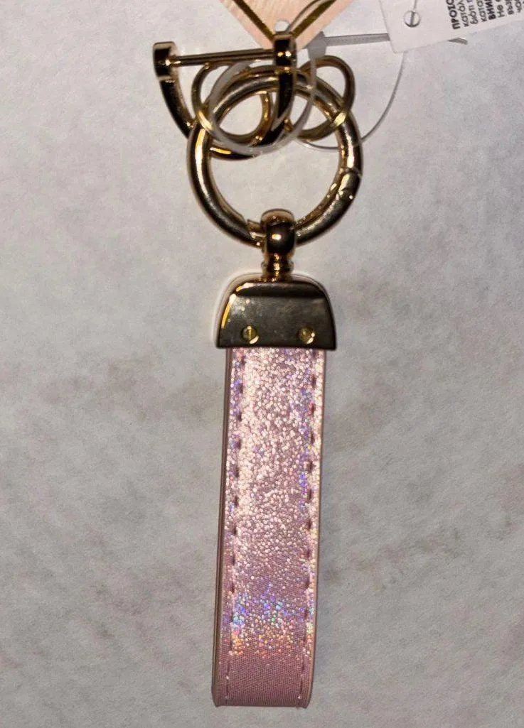 Pink Glittery Key Chain with Gold Buckle - Image 3
