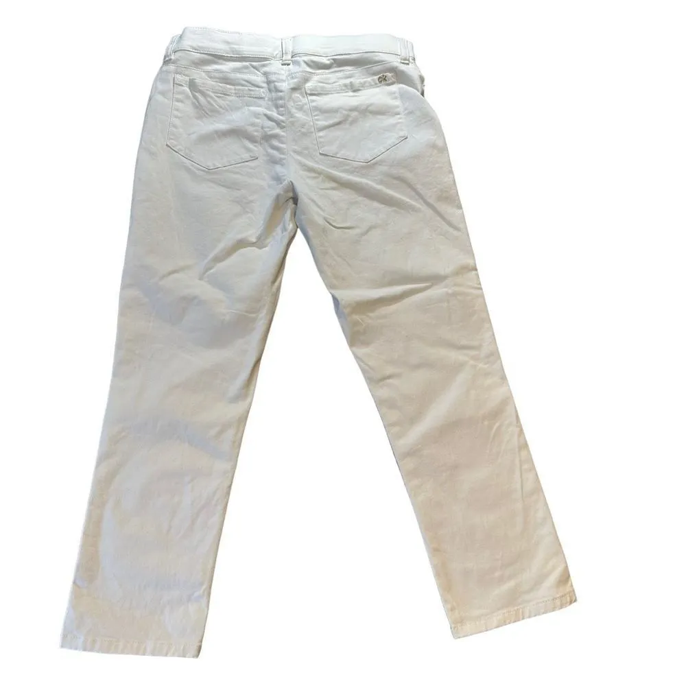 Calvin Klein White Denim Straight‎ Leg Cropped Jeans - Size 6 - Image 5