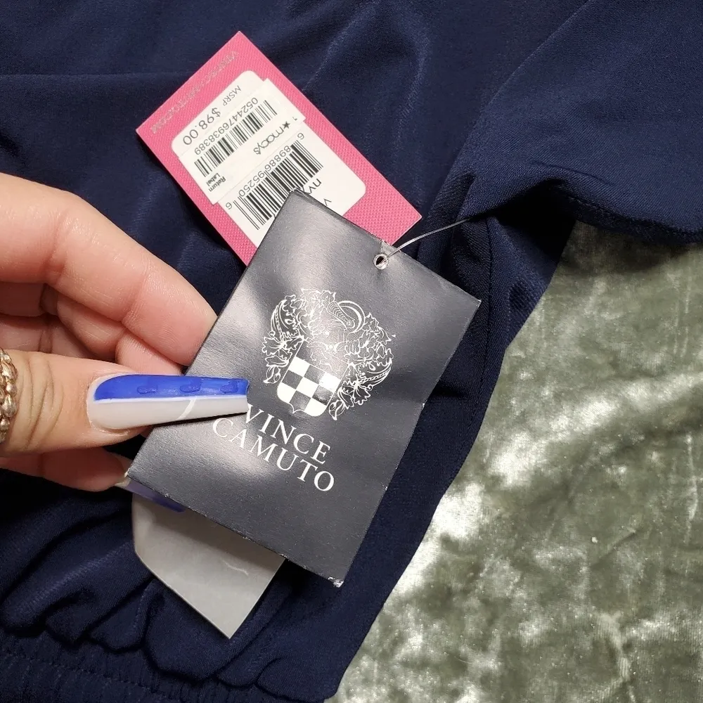 Vince Camuto Navy Wide-Leg Cowl Neck Jumpsuit - Image 3