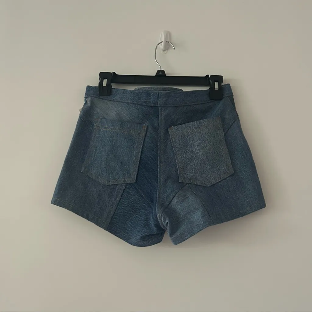 NEW EB Denim Colorblock Denim Lace Up Shorts Size S Blue - Image 4