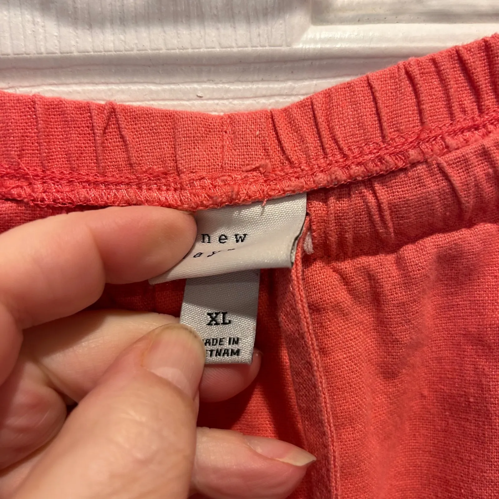 A New Day Womens Pink Linen Blend Wide Leg Pants Coral XL Beach Lagenlook Boho - Image 6