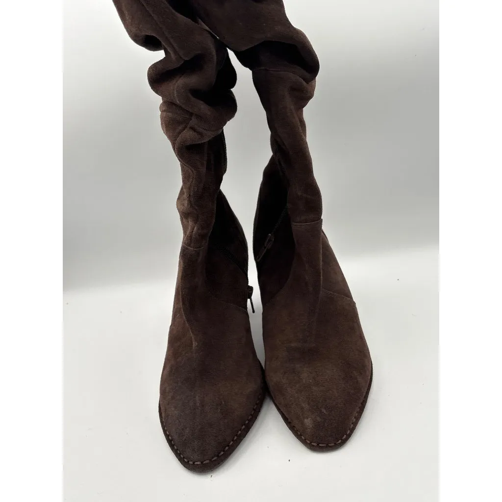 Women’s Hot in Hollywood Size 7 Chocolate Brown Suede Knee High Boots - Image 3