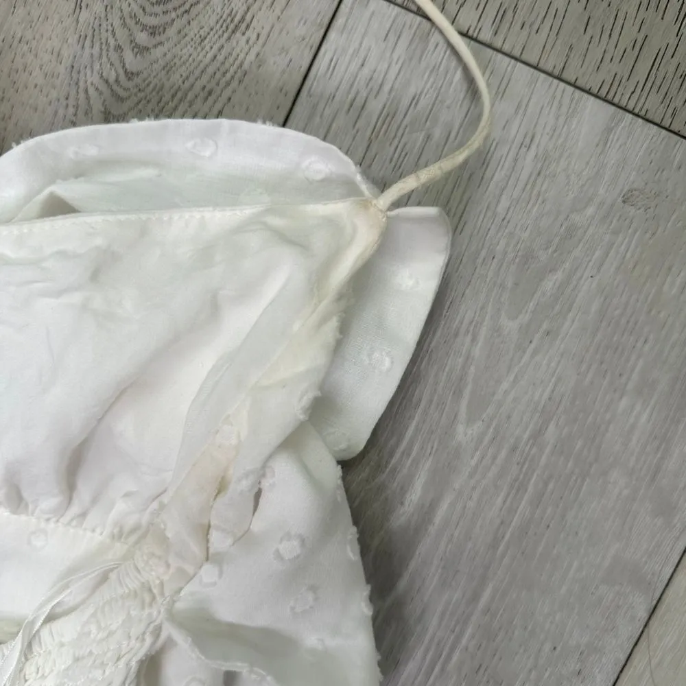 Vici white midi bridal bow cotton vacation casual resort dress‎ size large - Image 7