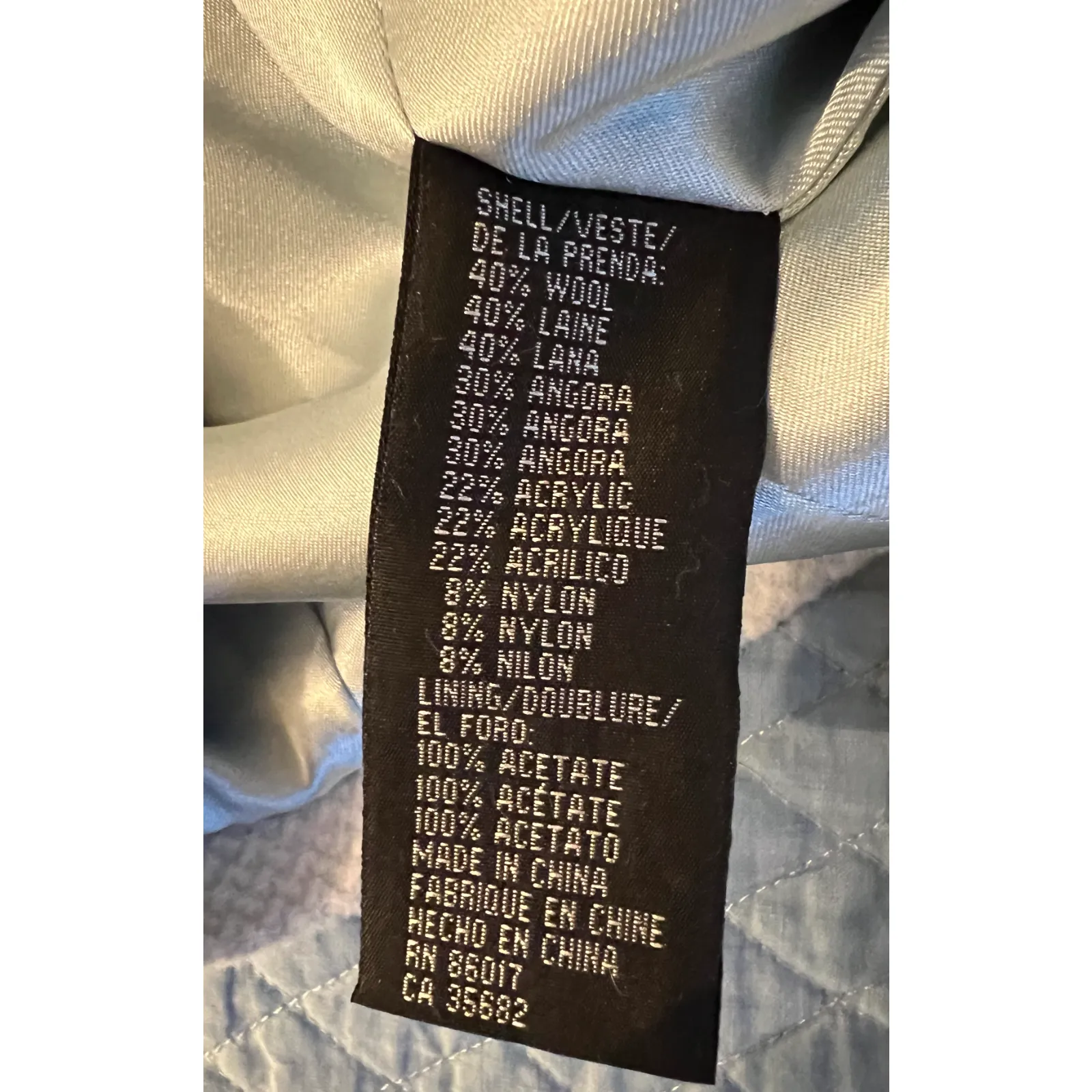 Bebe Womens Blazer Size XS Light Blue Wool Angora Pockets Satin Trim Retro Y2K - Image 7