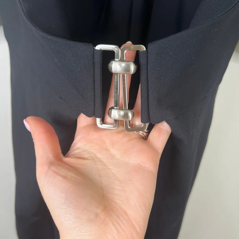 BGL Fashion Group Wool Blend Buckle Front Pleat Detail Black Dress Sz EU 42 - Image 2