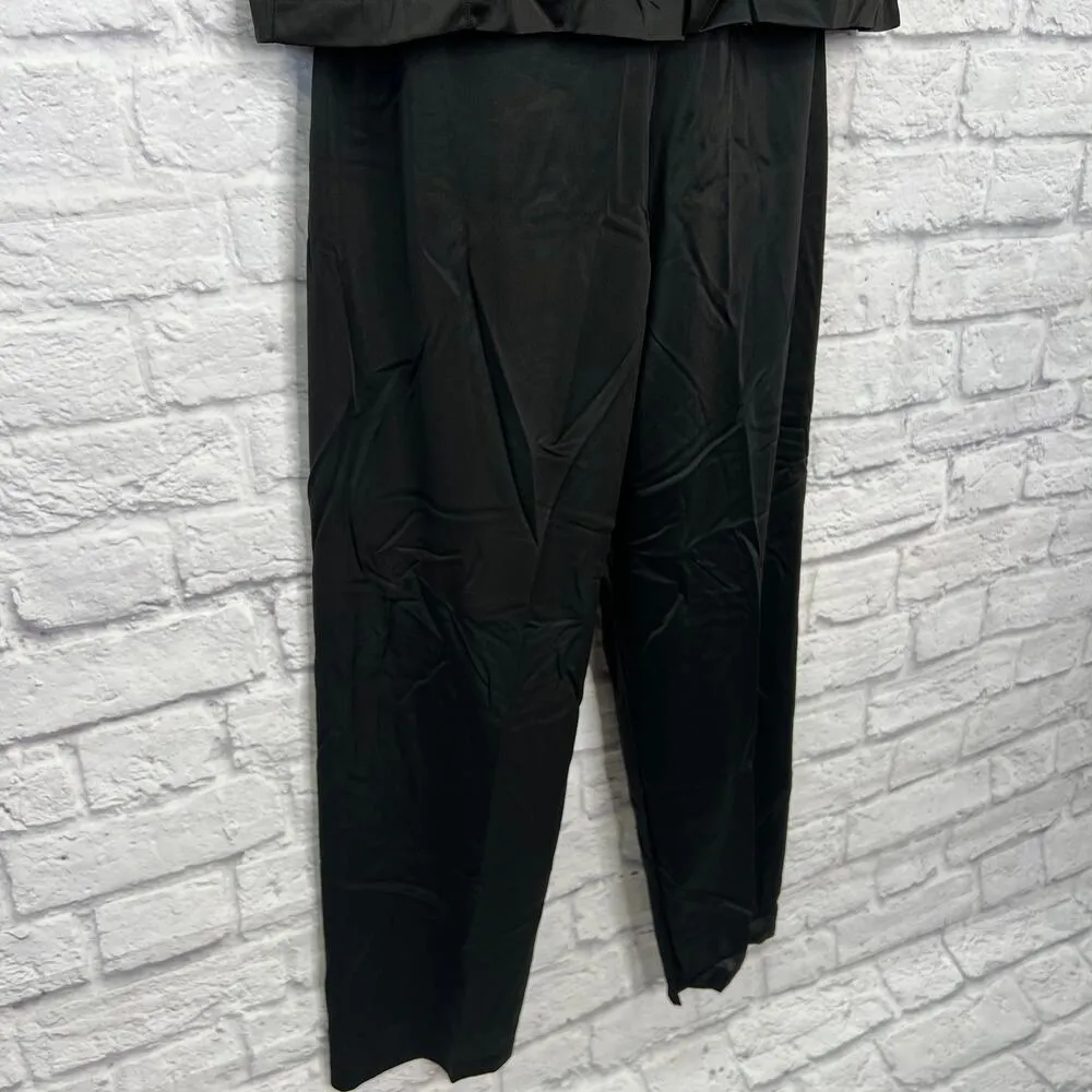 Vintage Shadowline Pajama Set Black Size S 32 Short Sleeve Mandarin Nylon - Image 5