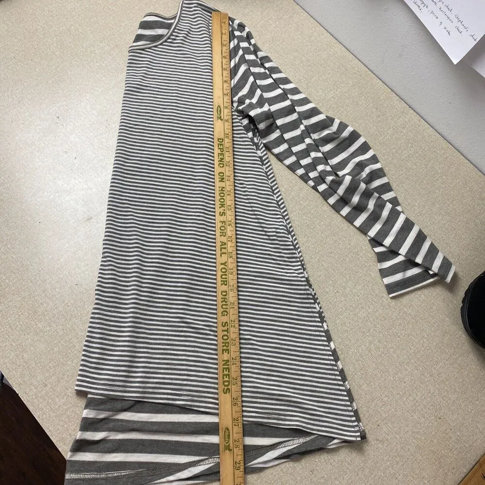 POOF Womens Oversized L Beige Stripe Tunic Comfort Soft Knit Long Sleeve Sweater - Image 12