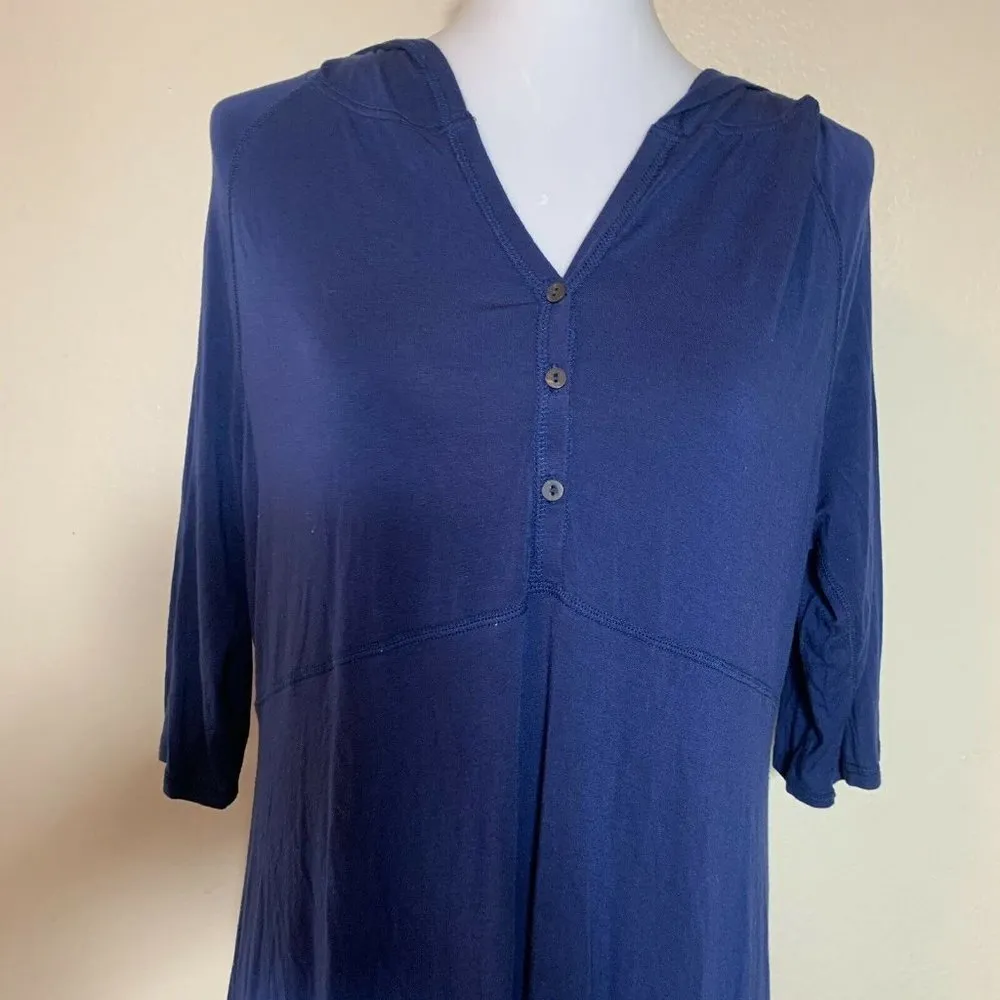 Soft Surroundings Blue Solid Hooded Tunic - Image 2