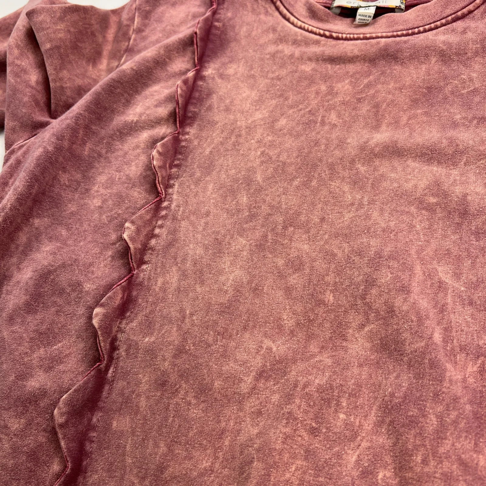 Eri + Ali Weckerlie Scalloped Pink Acid Wash French Terry Sweatshirt Size M Size M - Image 11