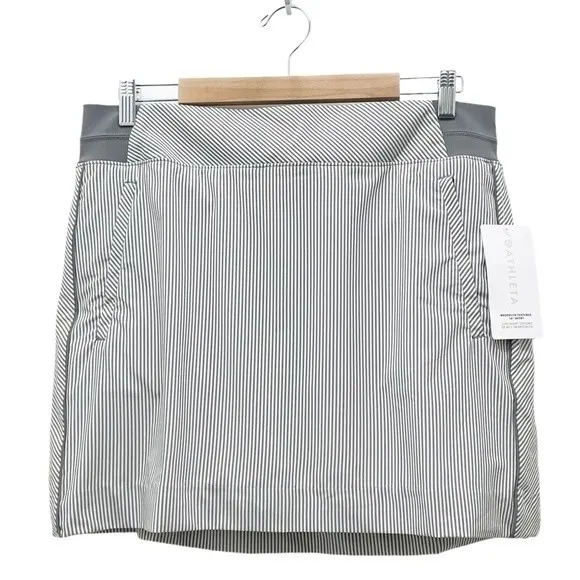 NWT Athleta Brooklyn Skort Size 14 Textured 16” Pull On Gray Ivory Stripe NEW - Image 2