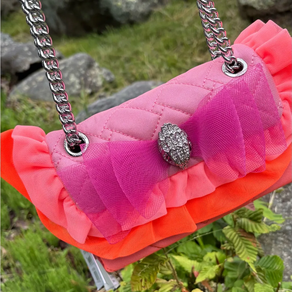 Authentic KURT GEIGER LONDON gauzy twill bow eagle head magnetic flap shoulder - Image 6