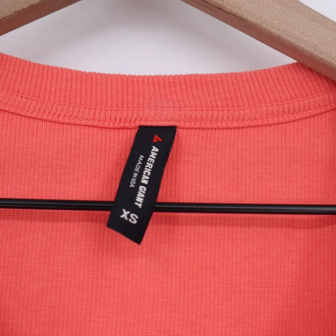 American Giant Ribbed Tank Top Coral Orange Racerback XS Made in USA - Image 3