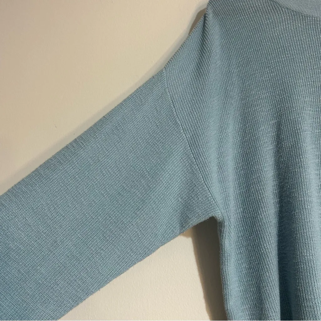 Free People Beach Malibu Solid Surf Knit Sweater Baby Blue Size Medium - Image 5