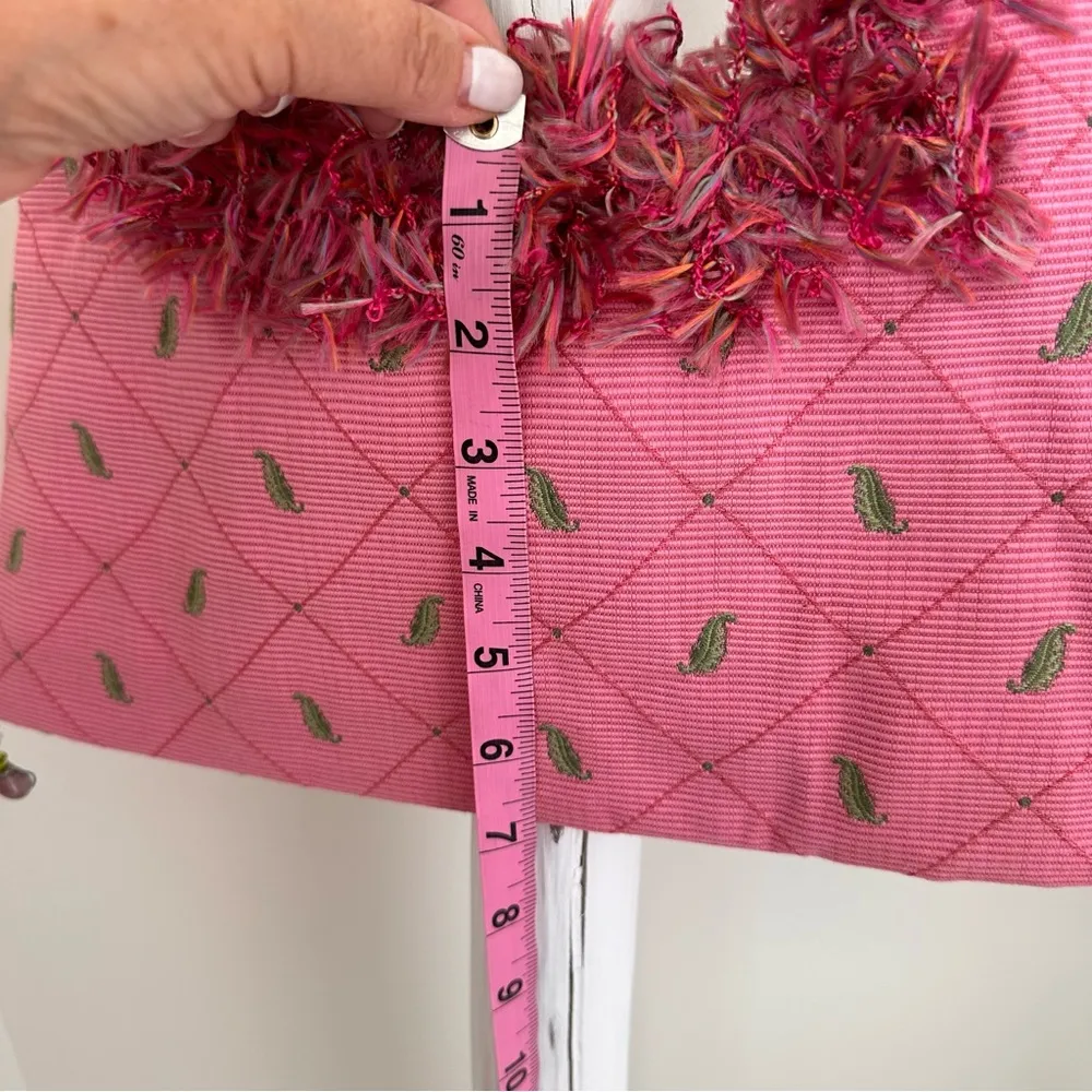 Custom made Pink Fabric Purse with Bead Accents - Image 12