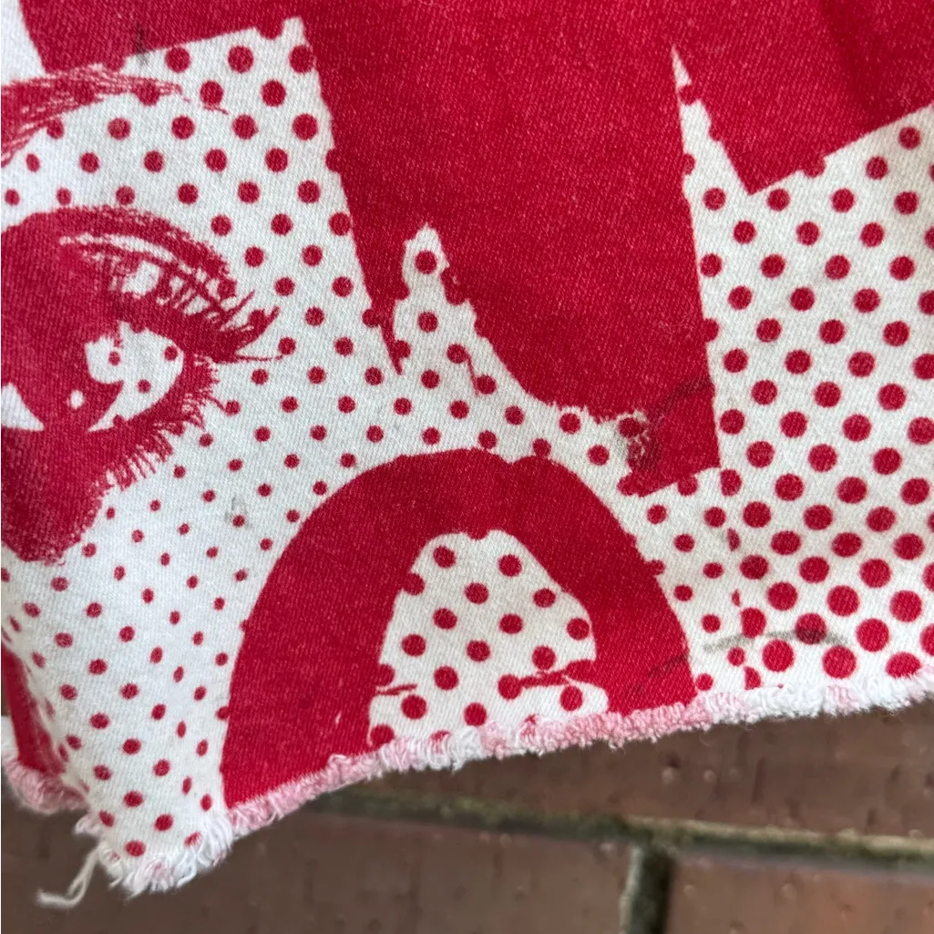 Edikted Andy Print Red White Face Novelty Print Flare Bell Bottom Jeans Size XS - Image 7