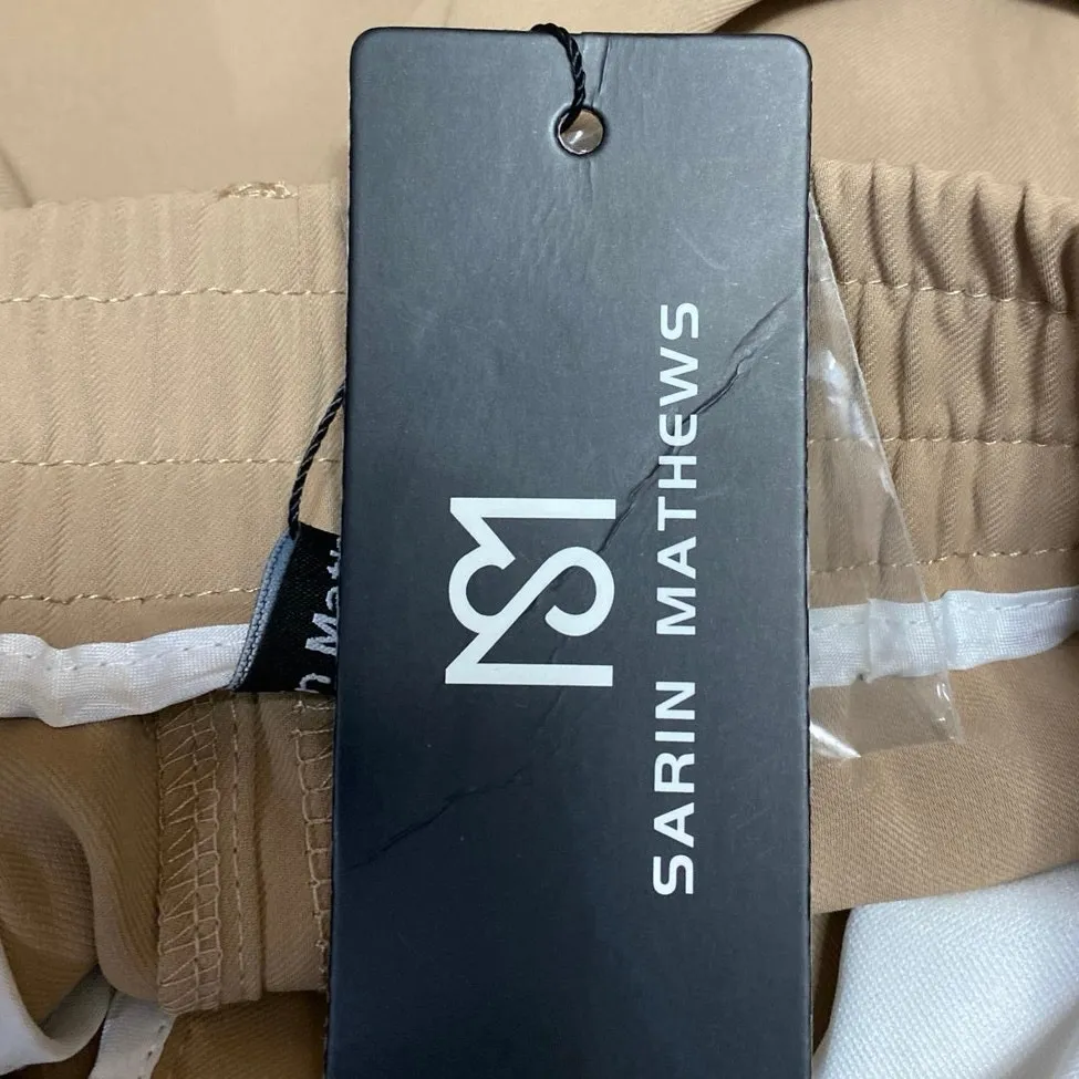 NEW Sarin Mathews Brown Tan Pleated High Waist Wide Leg Trousers Dress Pants S - Image 4