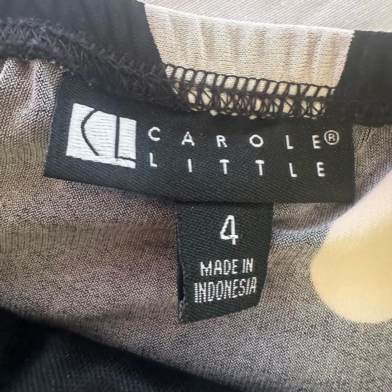 Carole Little Black & White Floral Print Maxi Beaded Halter Dress Sz 4 2000s Y2K - Image 3