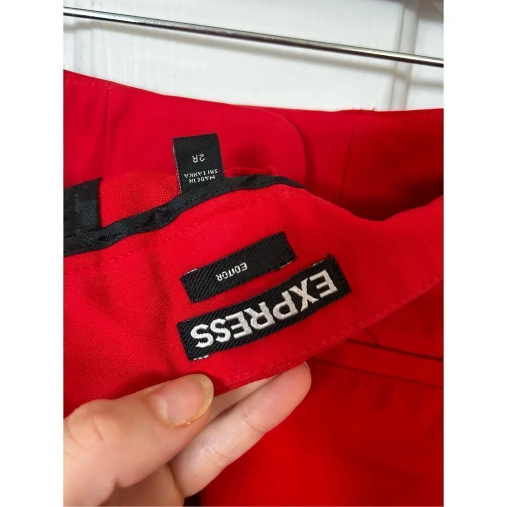Express red dress pants size 2R editor straight leg - Image 4