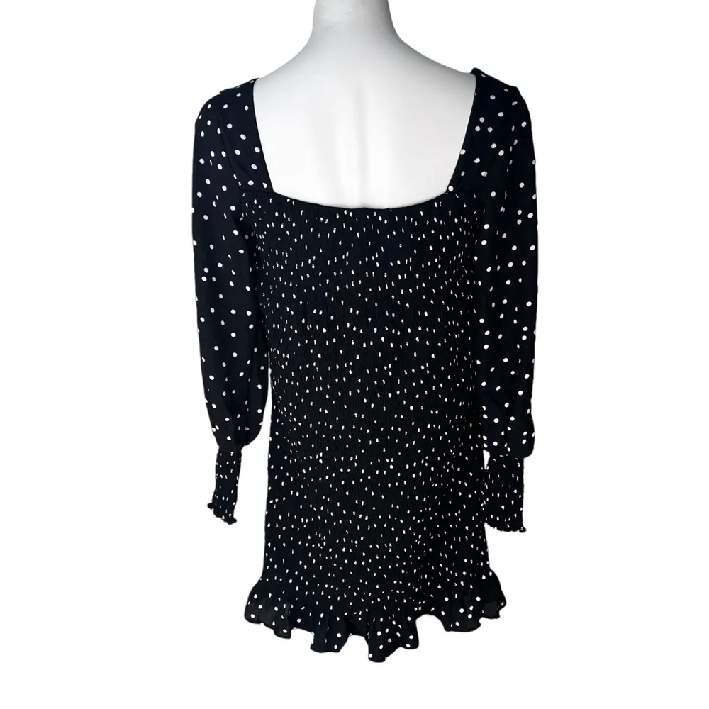 Nordstrom Row A Polka Dot Smocked Long Sleeve Mini Dress, Sz M - Image 5