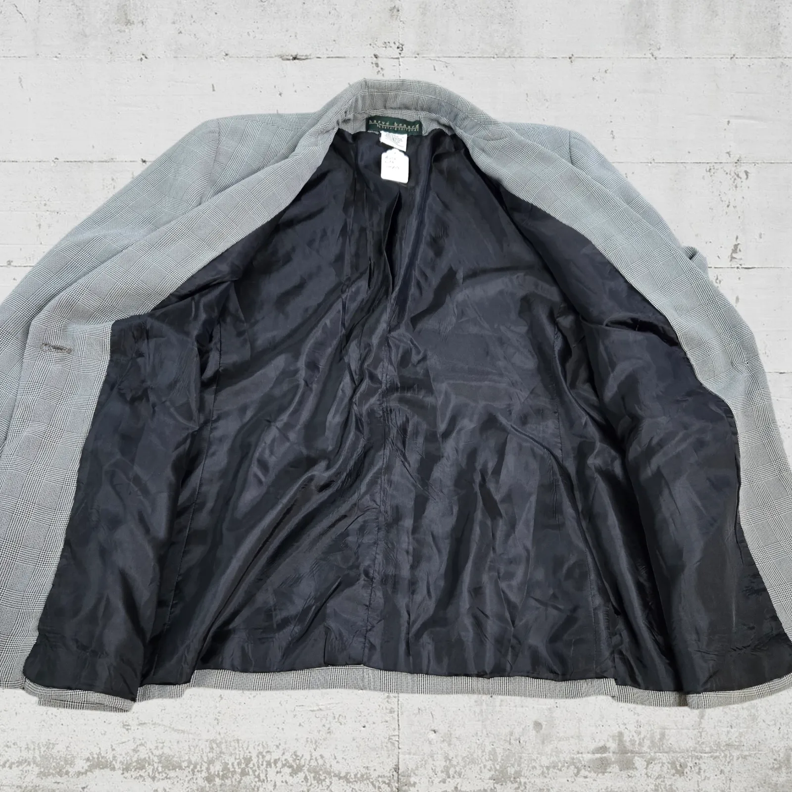 80s Vintage Gray Houndstooth Plaid Harve Benard Single Breasted Blazer Size 16 - Image 10