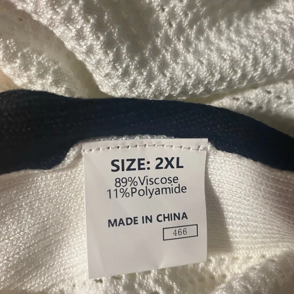 DOKOTOO Women’s Waffle Knit Top‎ Size 2XL White Black Short Sleeves Crew Neck - Image 5