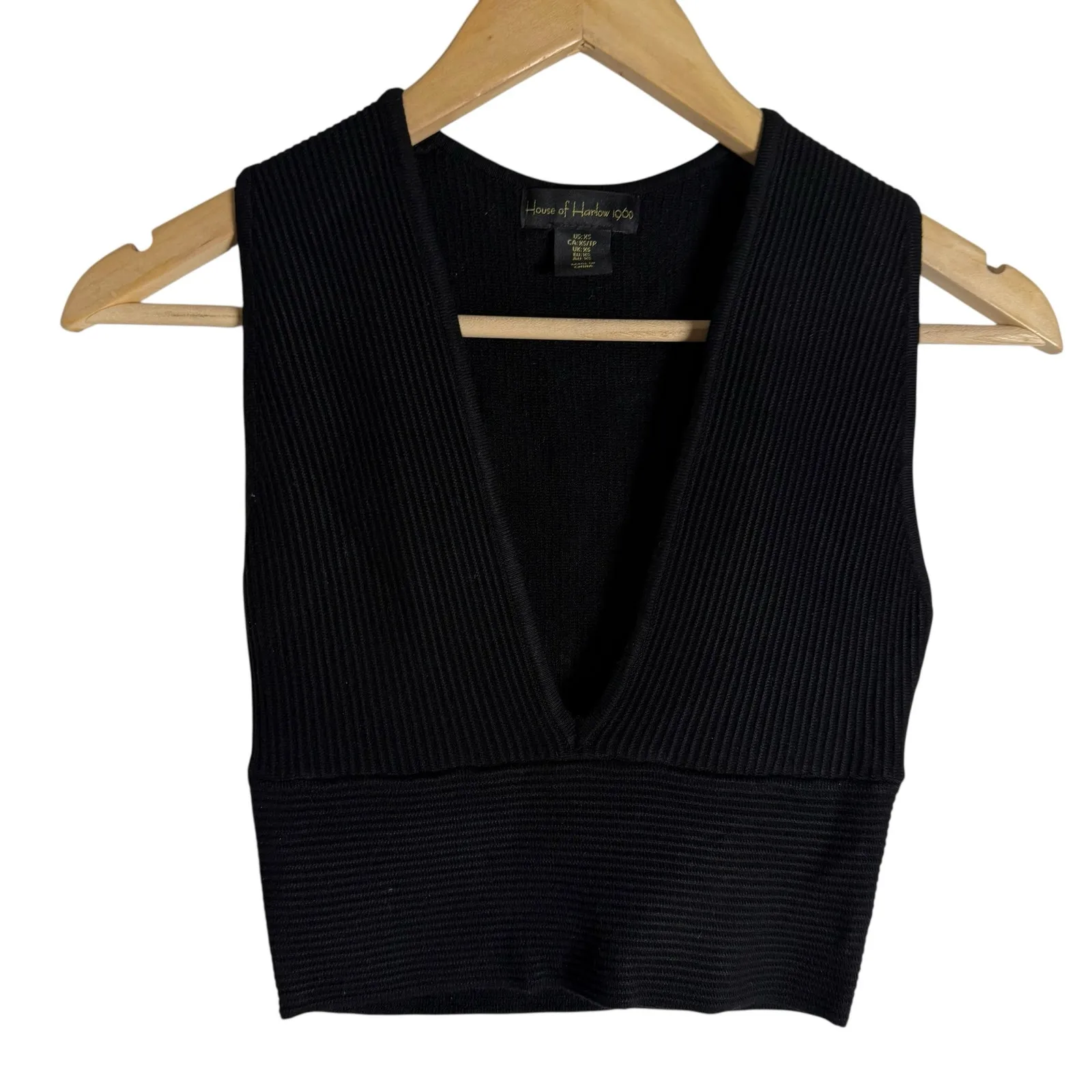 House of Harlow 1960 Revolve Black Ribbed Knit Deep V - Image 4