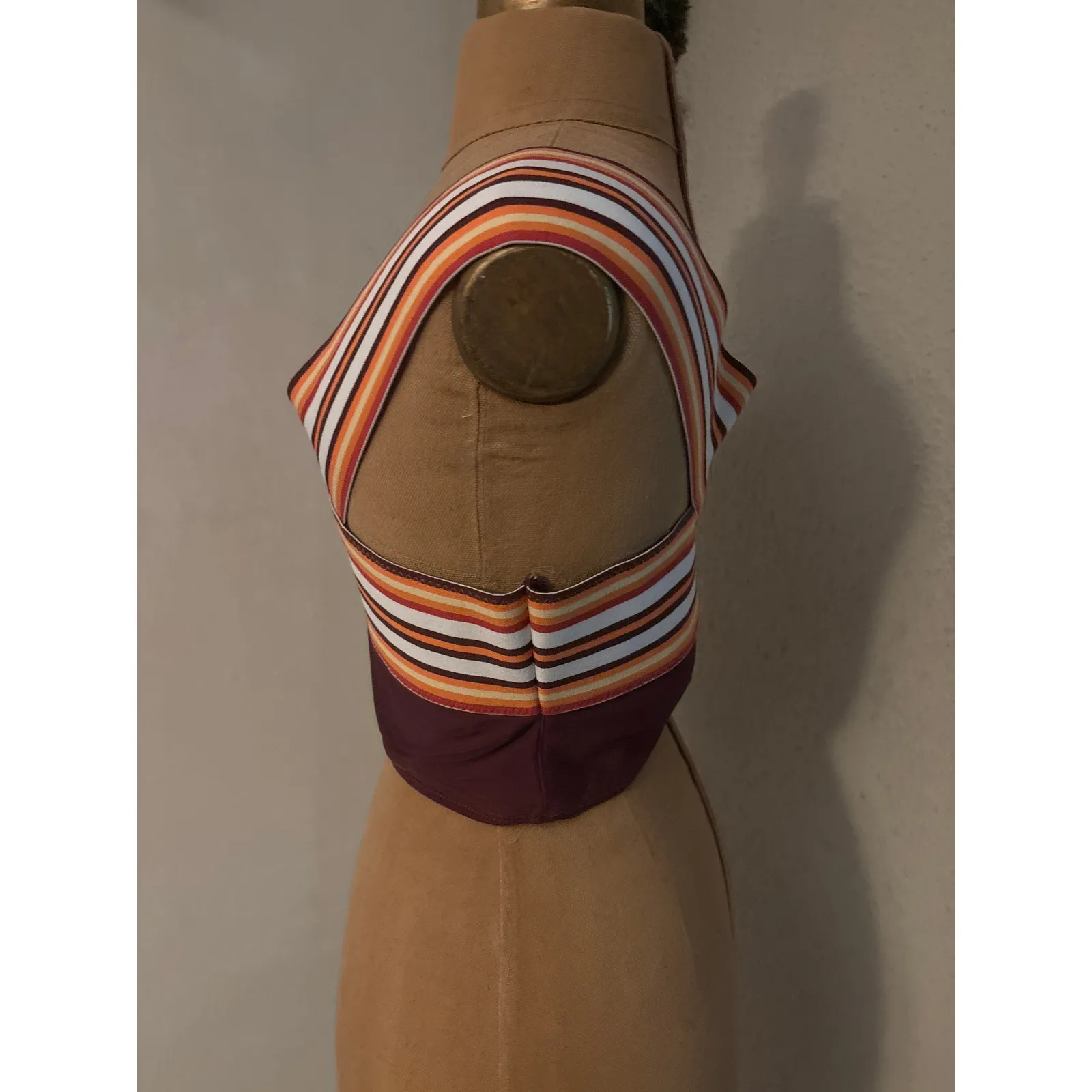 XOXO Two Piece High Waist Striped Bikini M Swim Cheerleader Party Casual Summer - Image 6