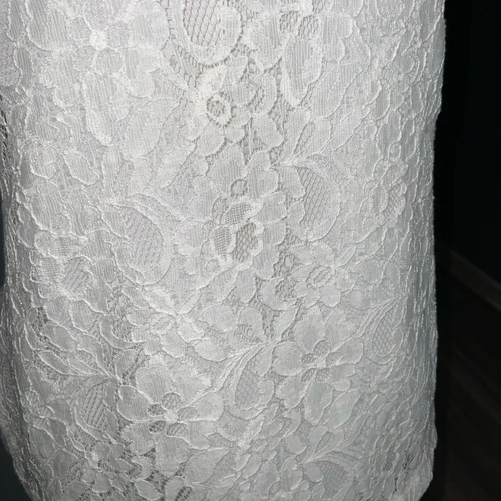 White Lace Willie Smith Overlay Short Cap Sleeve Boat Neck Casual CareerTop M - Image 6