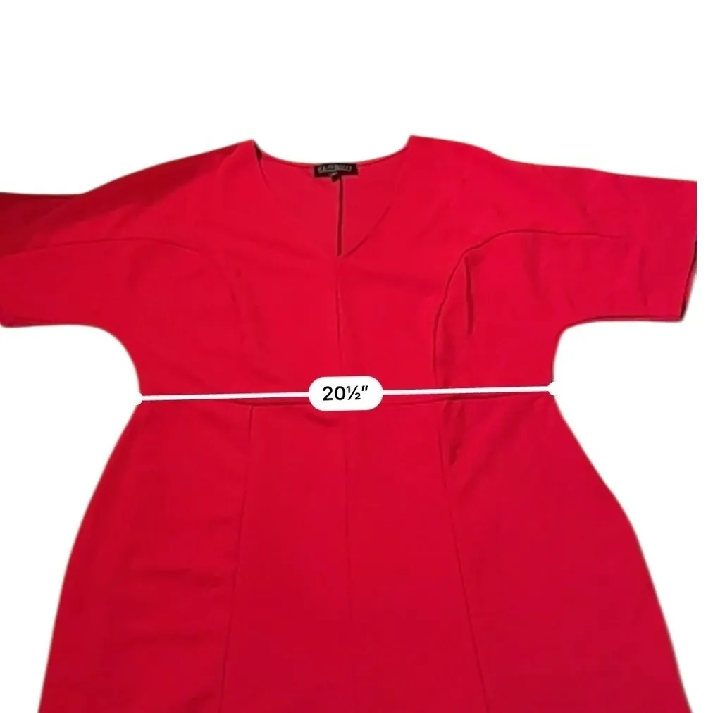 Eloquii Red Midi Dress Women's Size 18 V-Neck Short Sleeve Fit & Flare - Image 6