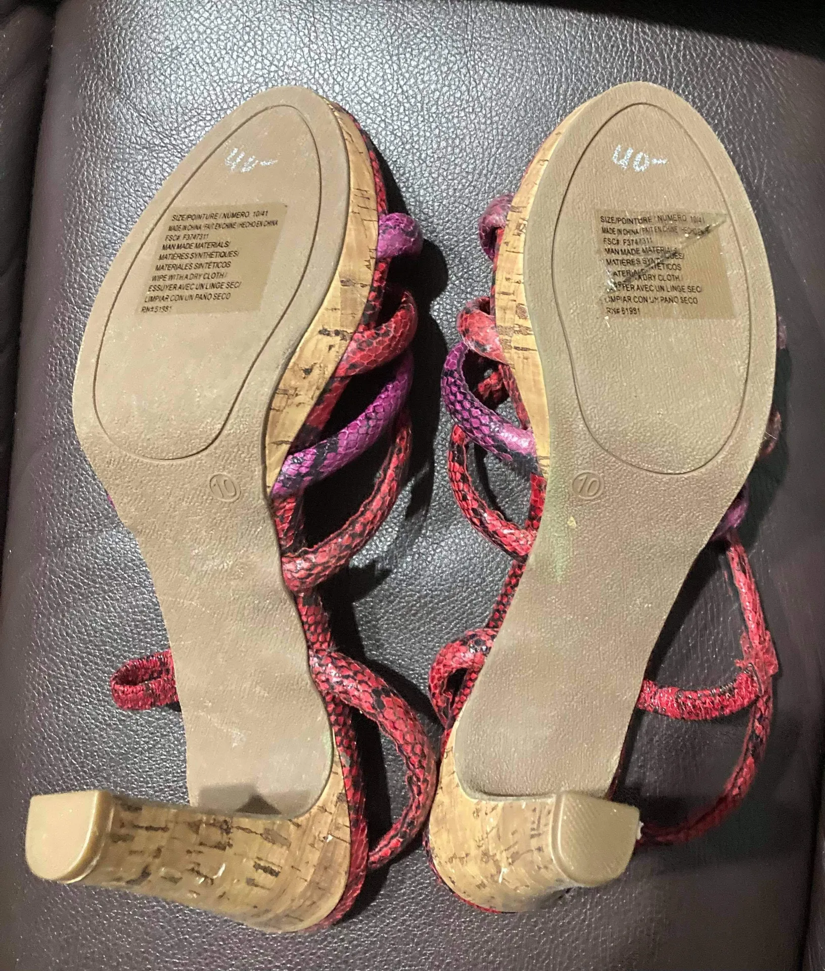 Forever Paula Abdul Selected Faux Snake Skin Strappy size 10 Red - Image 5