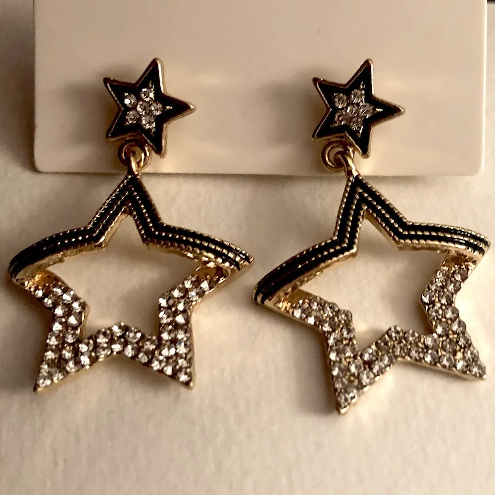Star dangle drop rhinestone earrings stars ⭐️ - Image 2