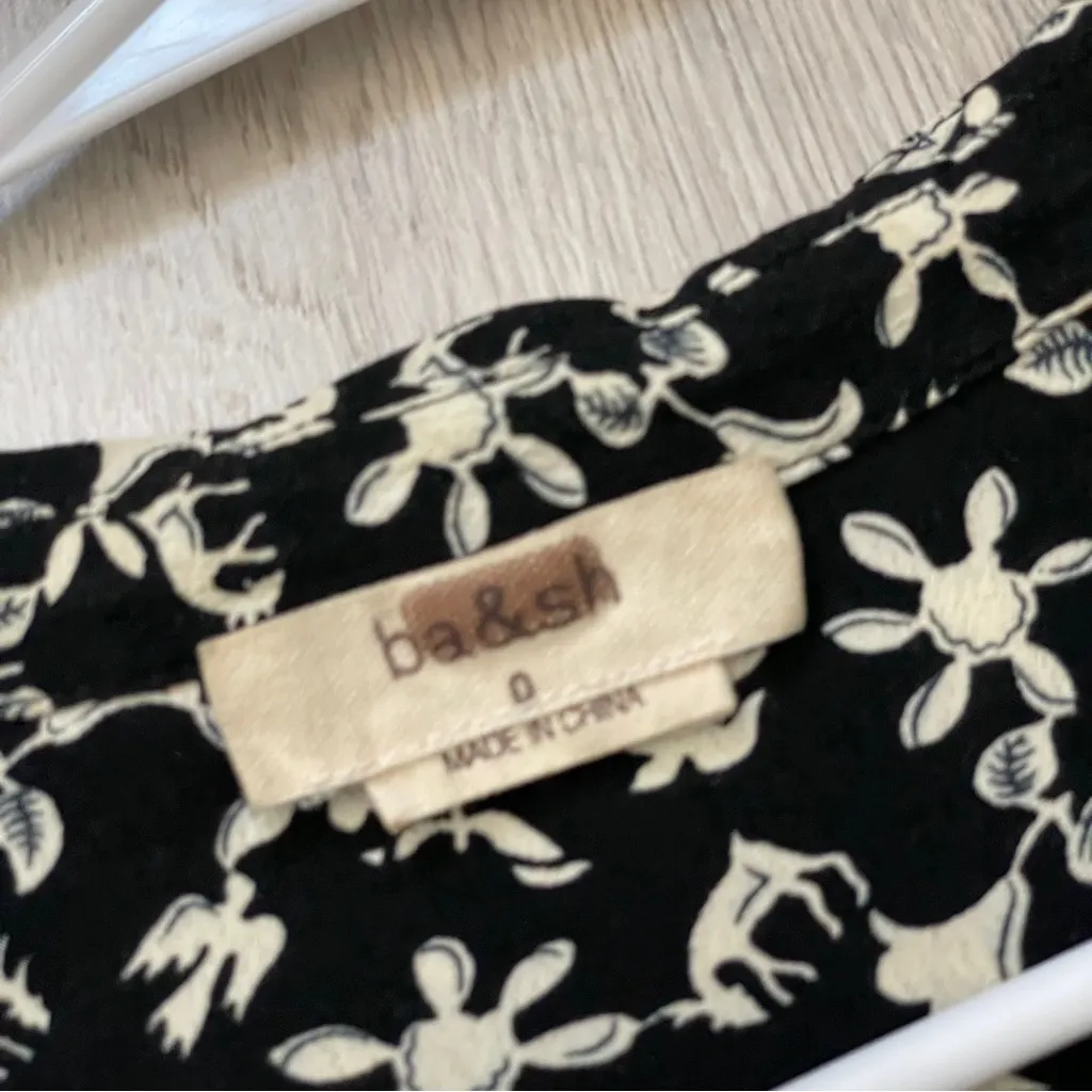 ba&sh Floral Dress cocea tunic shift mini womens Black White xsmall contemporary - Image 2