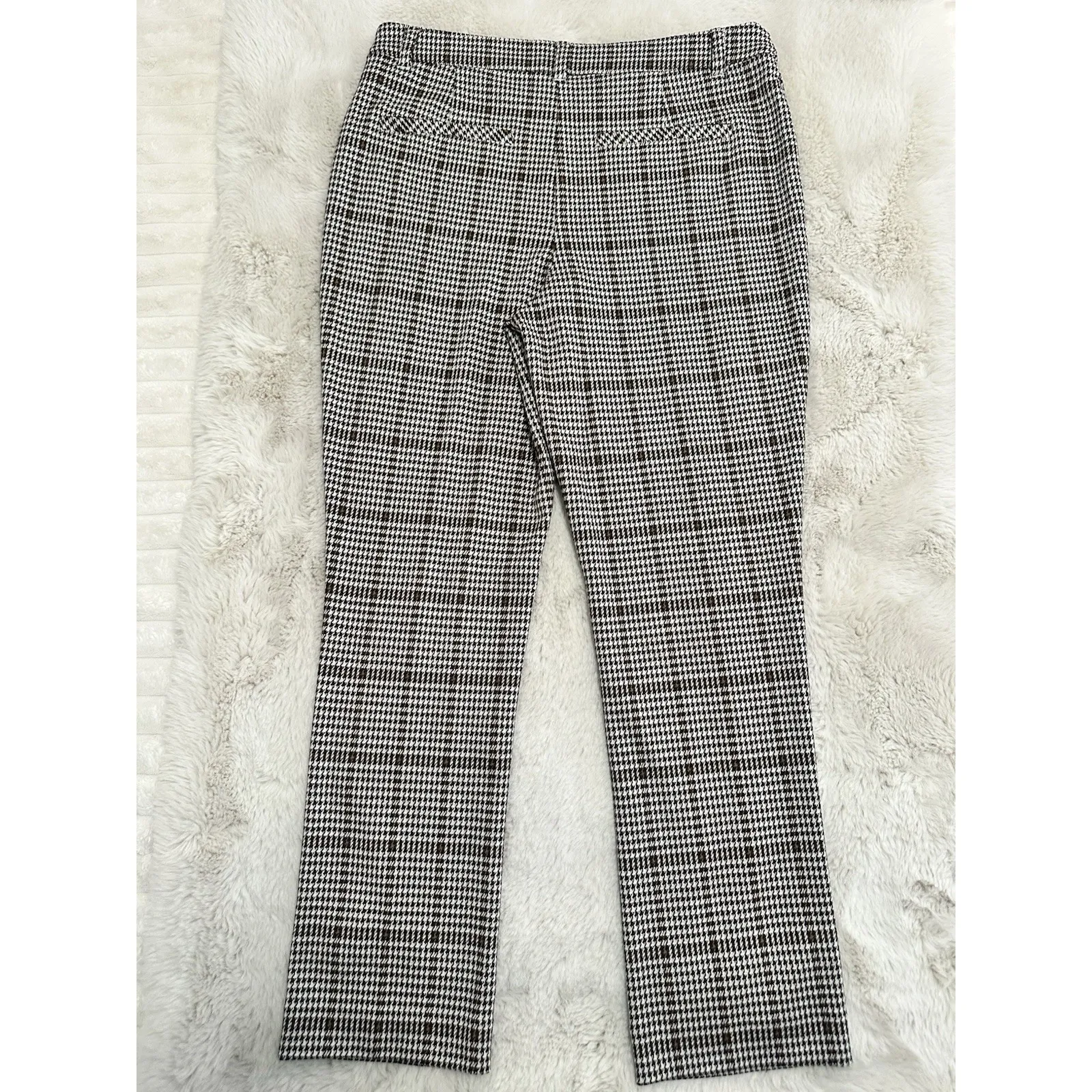 Free People Black & White Houndstooth Plaid Pants – Women's Size 12 - Image 2