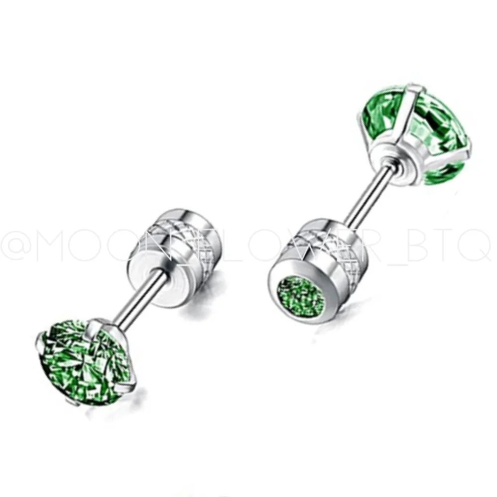 Helix Emerald Green CZ Double Ended Cartilage  Tragus Lobe Earrings - Image 8