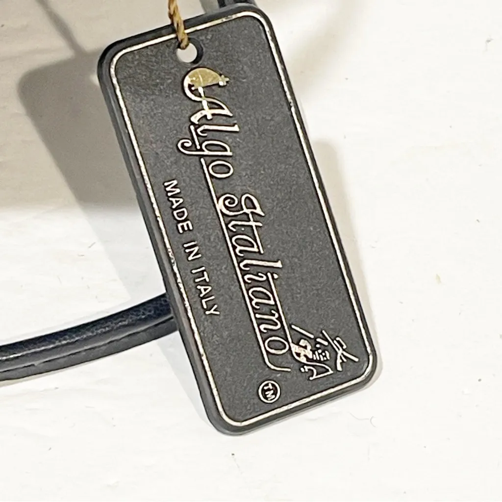 Vintage Algo‎ Italiano Made in Italy Navy Rounded Saddle Crossbody Bag NEW Blue - Image 5